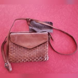 Vilenca Holland brown handbag leather weave crossbody woven NWO tags purse